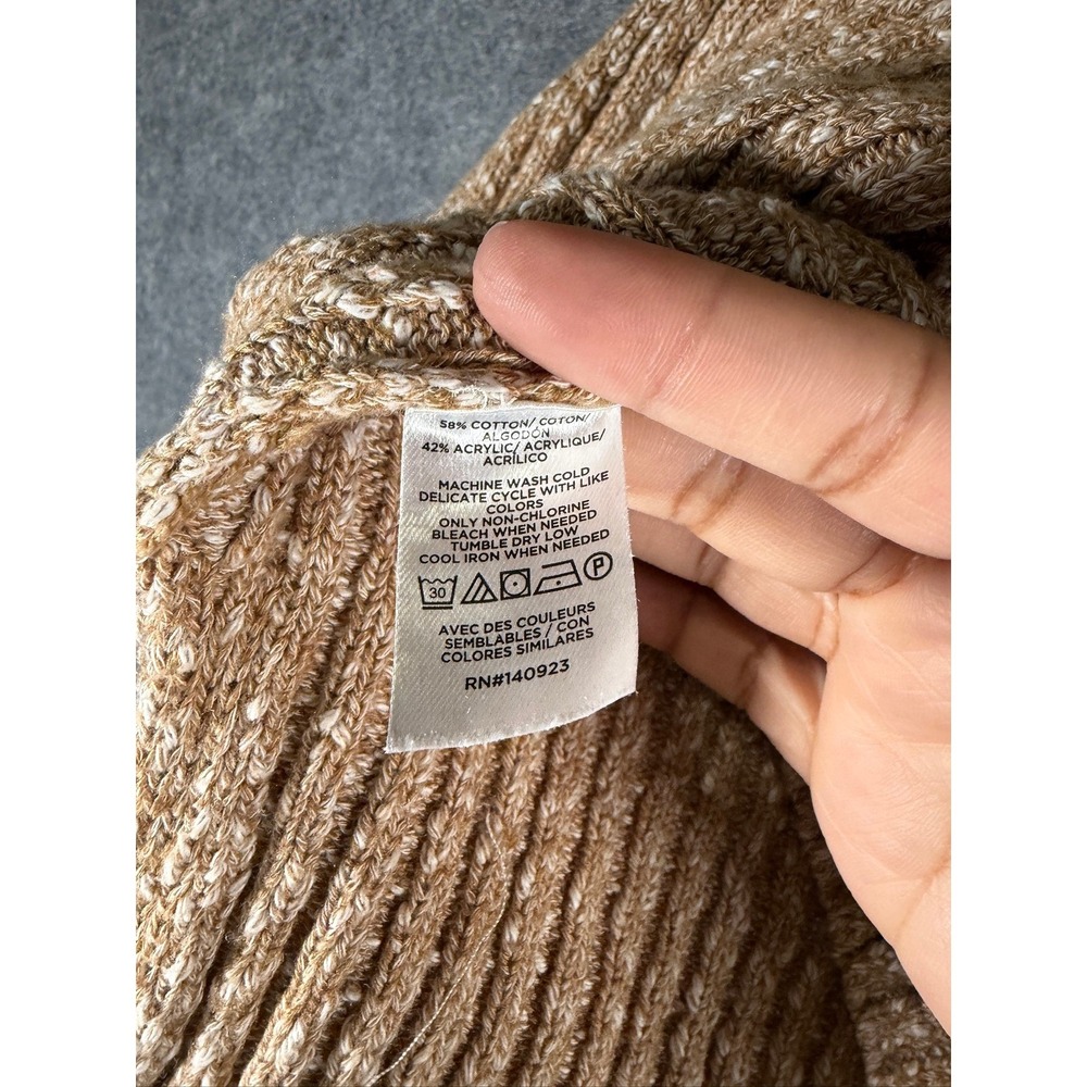 LOFT Womens Tan Marled Ribbed Knit Sweater Vest Size M Cap Sleeve Side Slit‎ - Picture 4 of 8